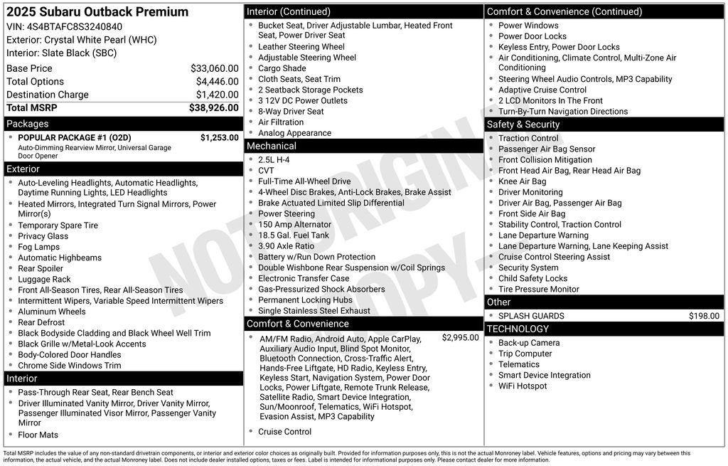 Used 2025 Subaru Outback Premium w/ Popular Package #1 AWD/4WD image 34