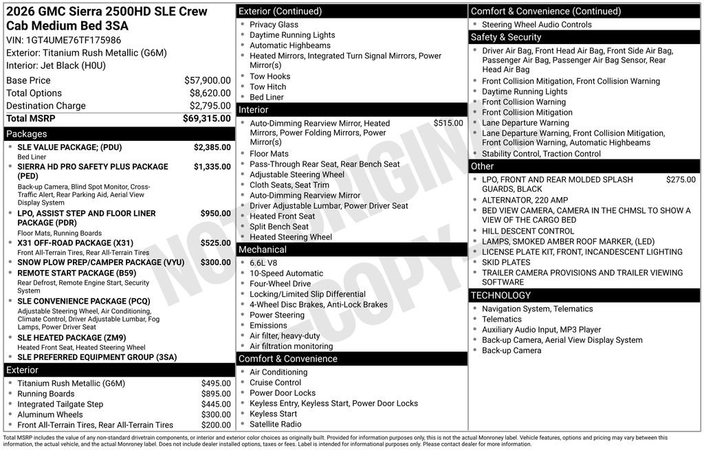 New 2026 GMC Sierra 2500 SLE w/ SLE Value Package; image 4