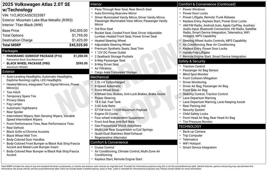 Used 2025 Volkswagen Atlas SE w/ Panoramic Sunroof Package image 5