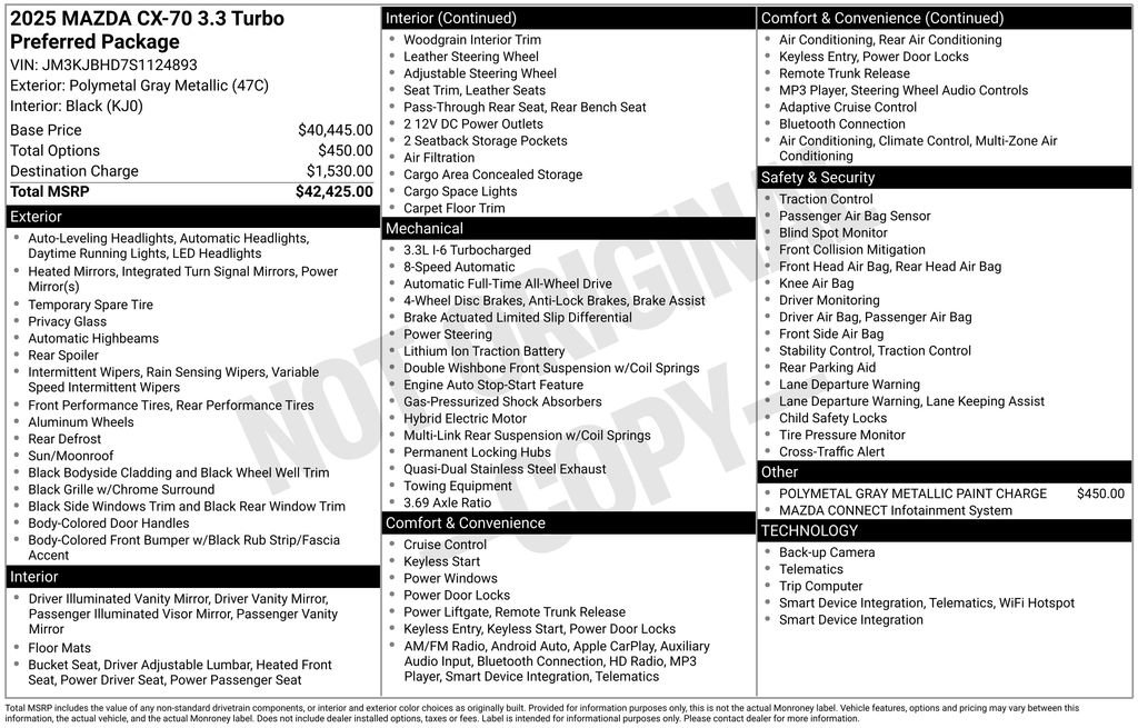 Used 2025 MAZDA CX-70 3.3 Turbo w/ Preferred Package image 42