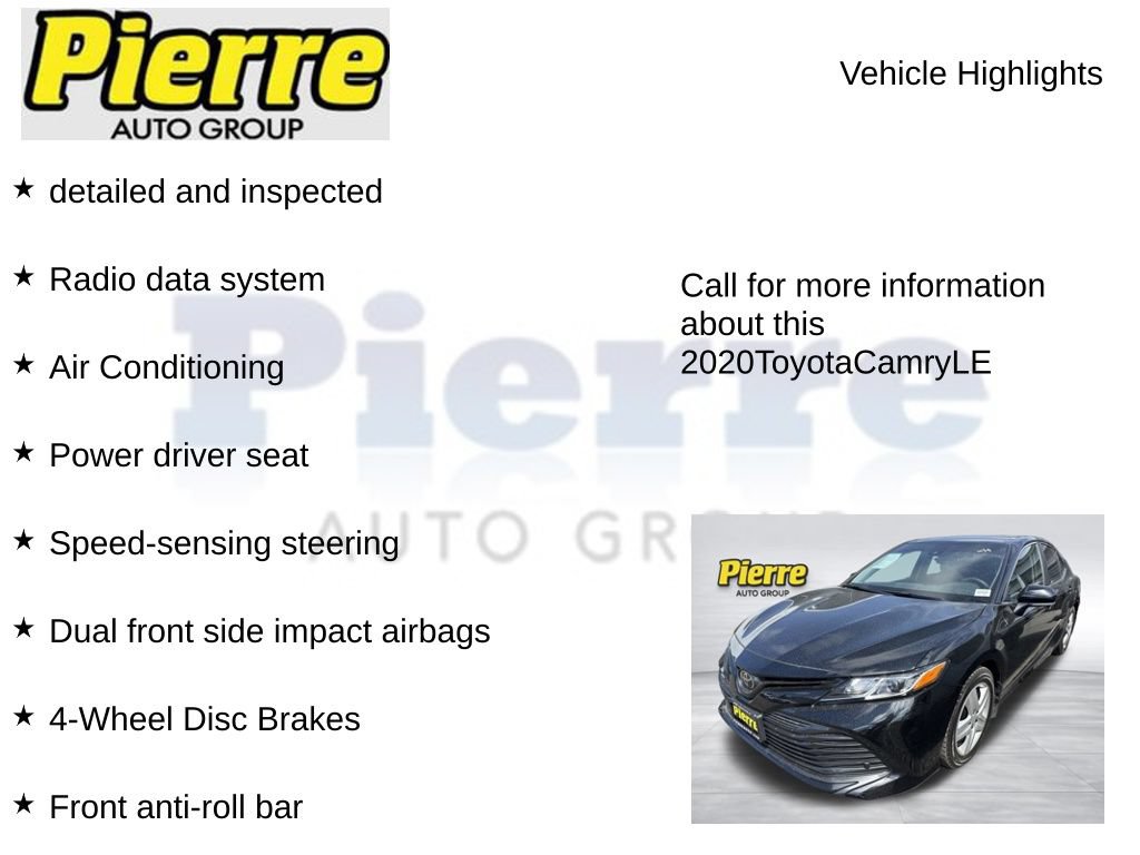 Used 2020 Toyota Camry LE FWD image 2