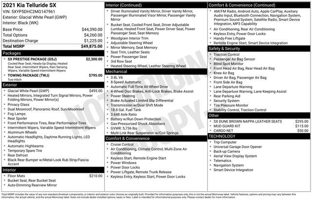 Used 2021 Kia Telluride SX w/ SX Prestige Package image 5