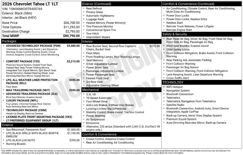 New 2026 Chevrolet Tahoe LT w/ Advanced Technology Package AWD/4WD image 29