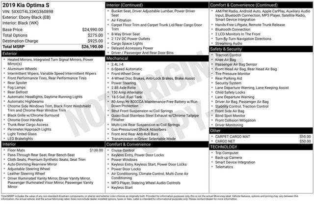 Used 2019 Kia Optima S image 9