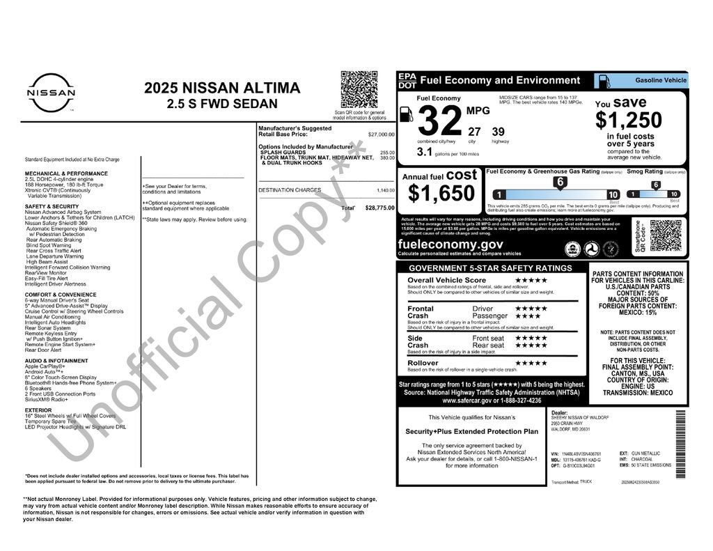 Certified 2025 Nissan Altima 2.5 S FWD image 6