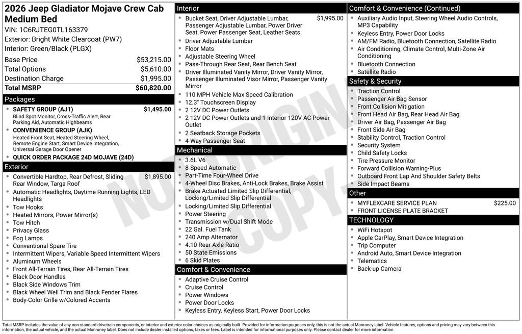 New 2026 Jeep Gladiator Mojave w/ Safety Group AWD/4WD image 34