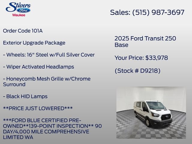 Used 2025 Ford Transit 250 Low Roof w/ Exterior Upgrade Package RWD image 8