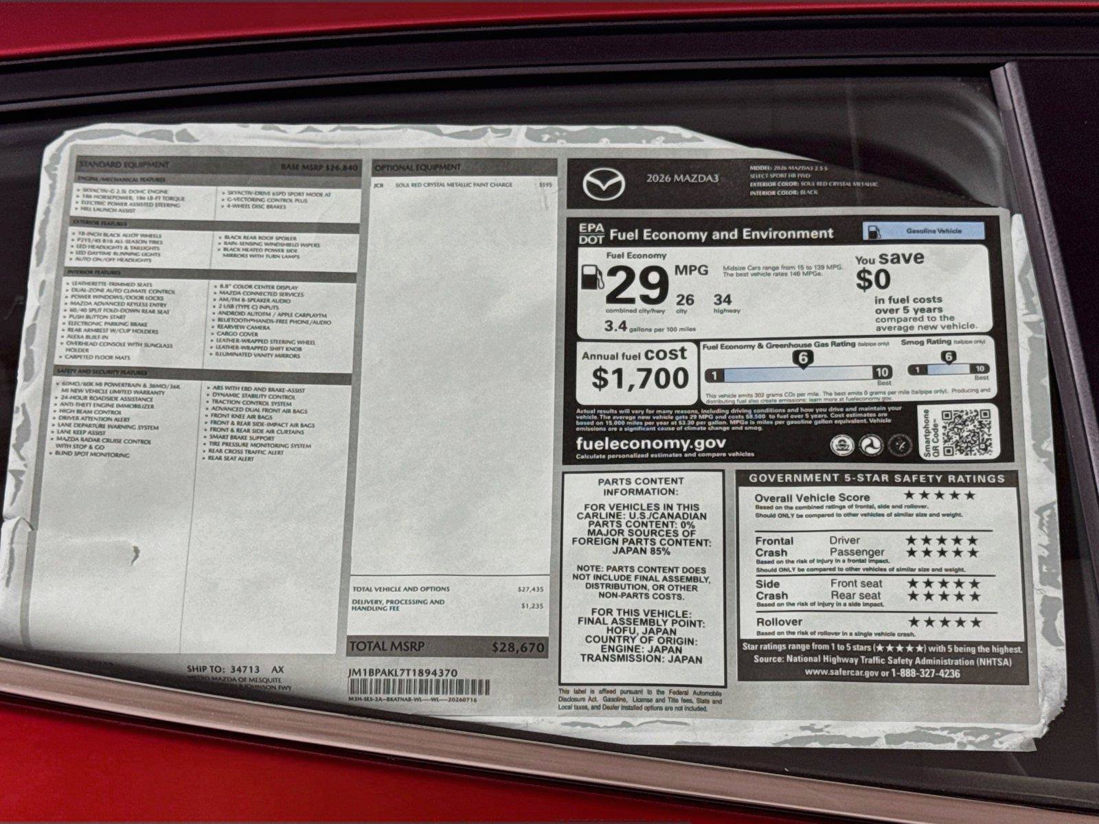 New 2026 MAZDA MAZDA3 s Sport FWD image 20