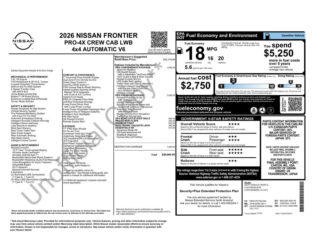 New 2026 Nissan Frontier PRO-4X w/ Pro Premium Package image 2