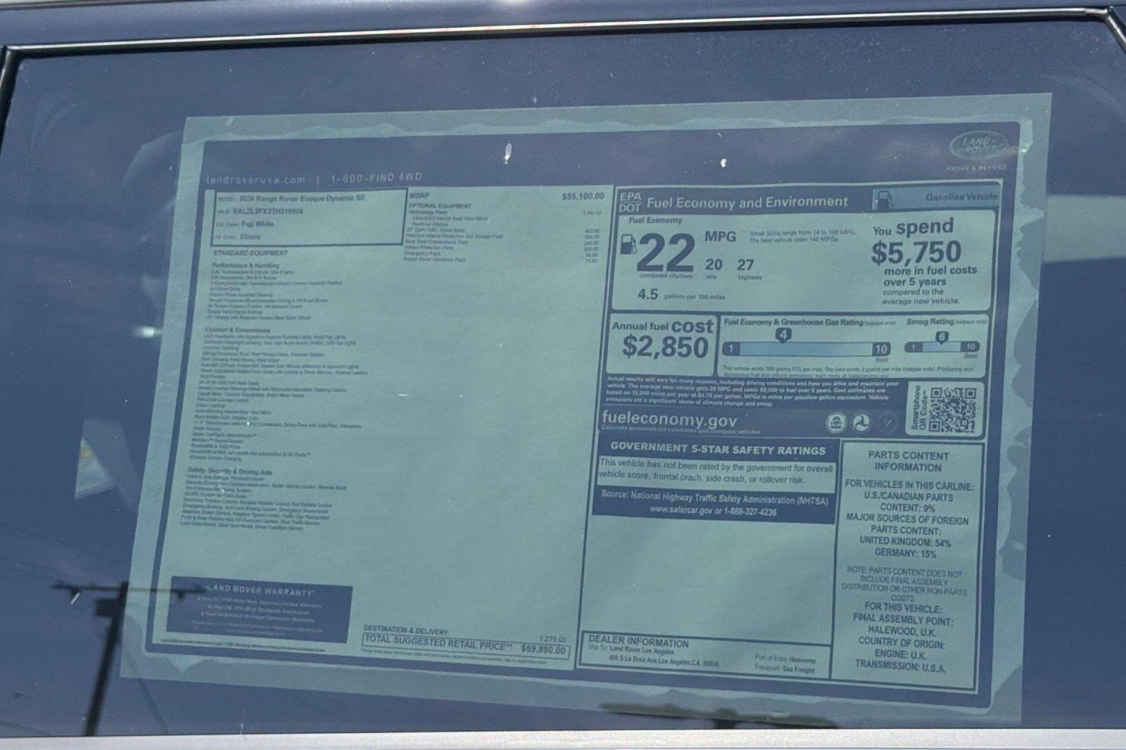 New 2026 Land Rover Range Rover Evoque Dynamic SE AWD/4WD image 30