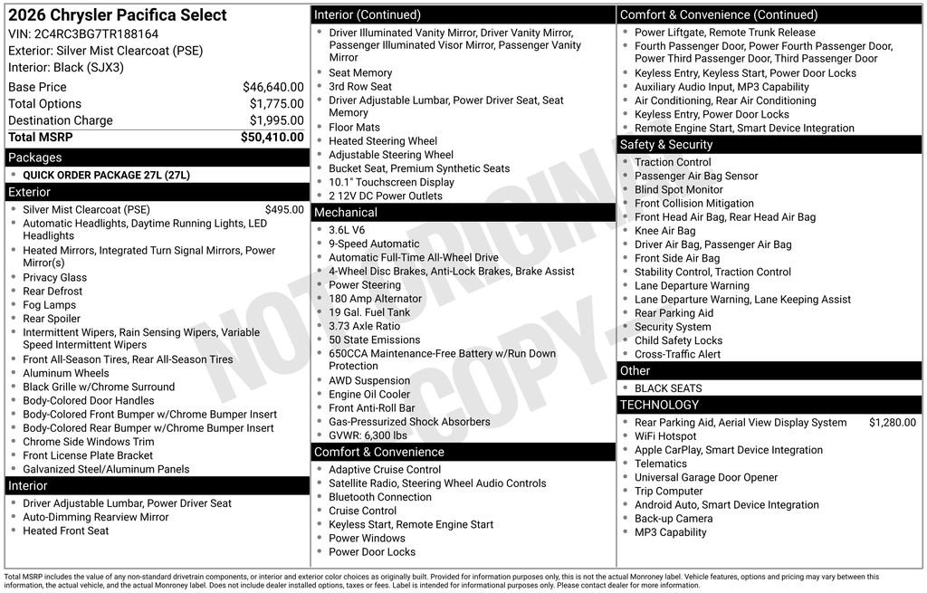 New 2026 Chrysler Pacifica Select image 12