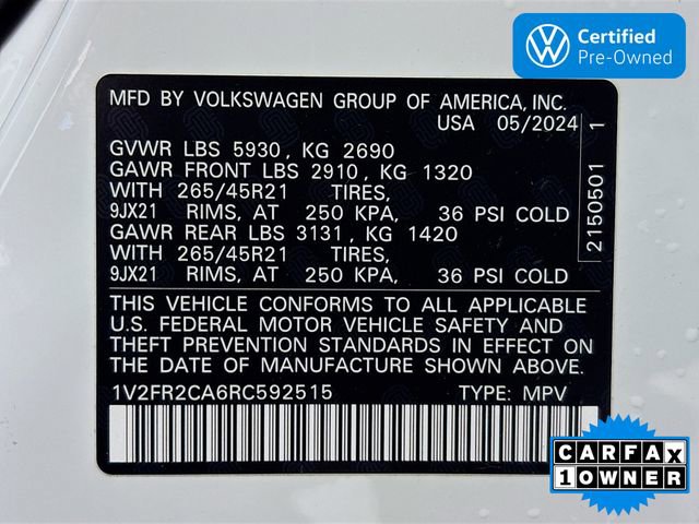 Certified 2024 Volkswagen Atlas SEL Premium R-Line image 35