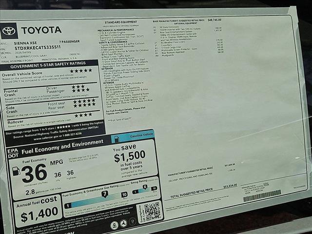 New 2026 Toyota Sienna XSE FWD image 17