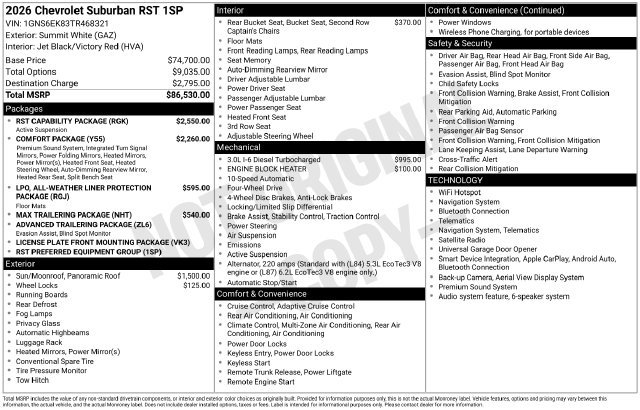 New 2026 Chevrolet Suburban RST w/ RST Capability Package AWD/4WD image 42