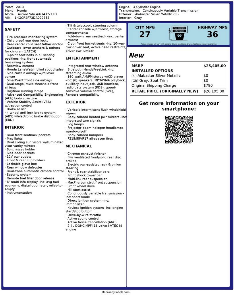 Used 2013 Honda Accord EX image 21