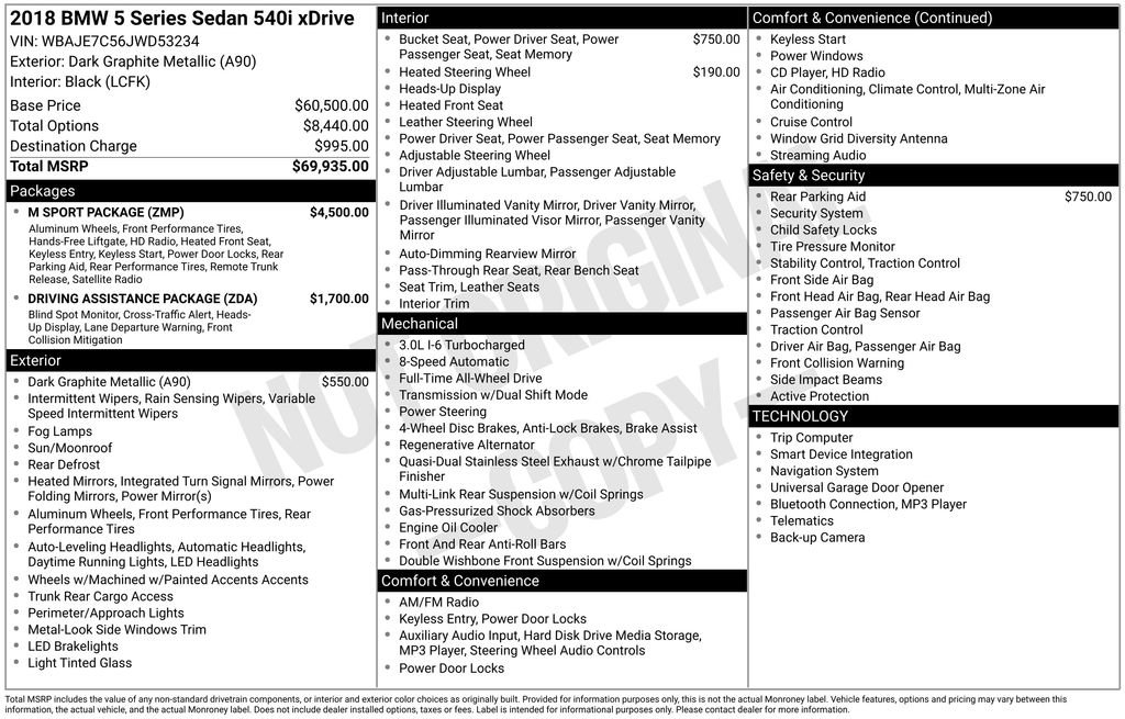 Used 2018 BMW 540i xDrive w/ M Sport Package image 3