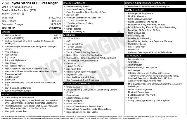 Certified 2026 Toyota Sienna XLE FWD image 34