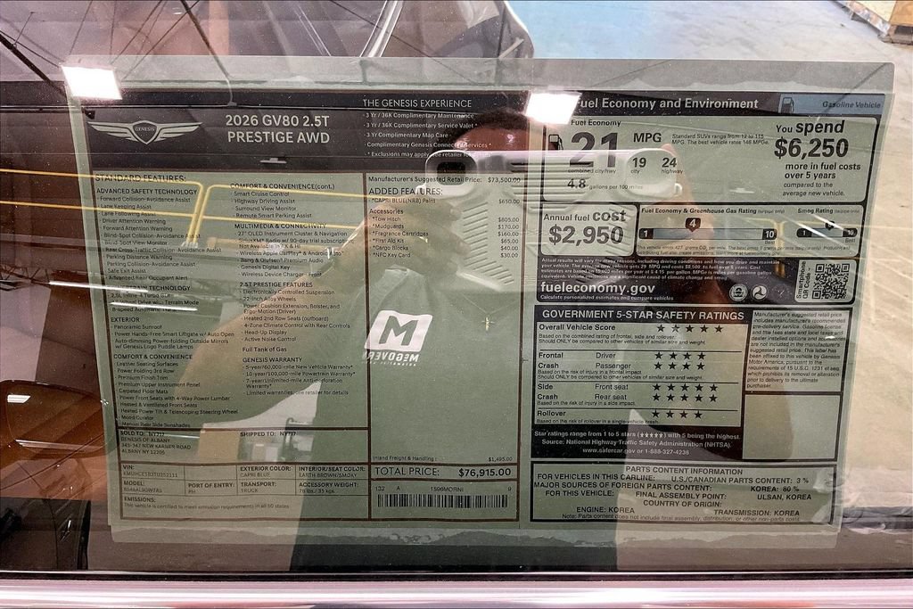 New 2026 Genesis GV80 2.5T Prestige AWD/4WD image 14