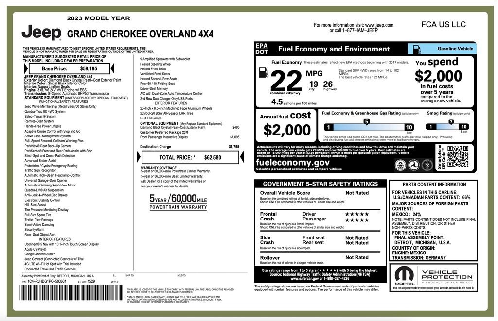 Certified 2023 Jeep Grand Cherokee Overland AWD/4WD image 2