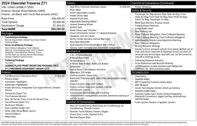 Used 2024 Chevrolet Traverse Z71 AWD/4WD image 8