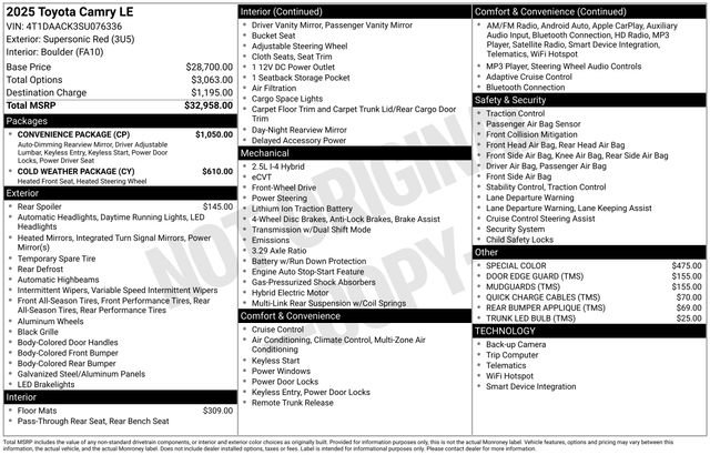 Used 2025 Toyota Camry LE w/ Convenience Package image 36