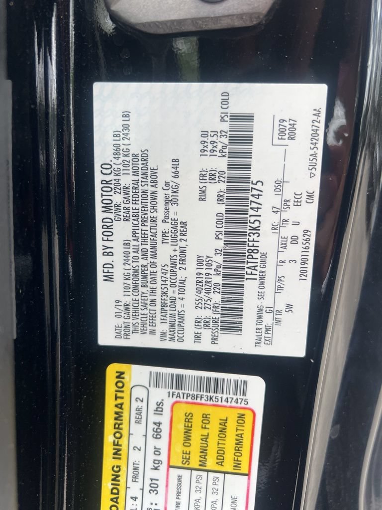 Used 2019 Ford Mustang GT Premium w/ GT Performance Package RWD image 14