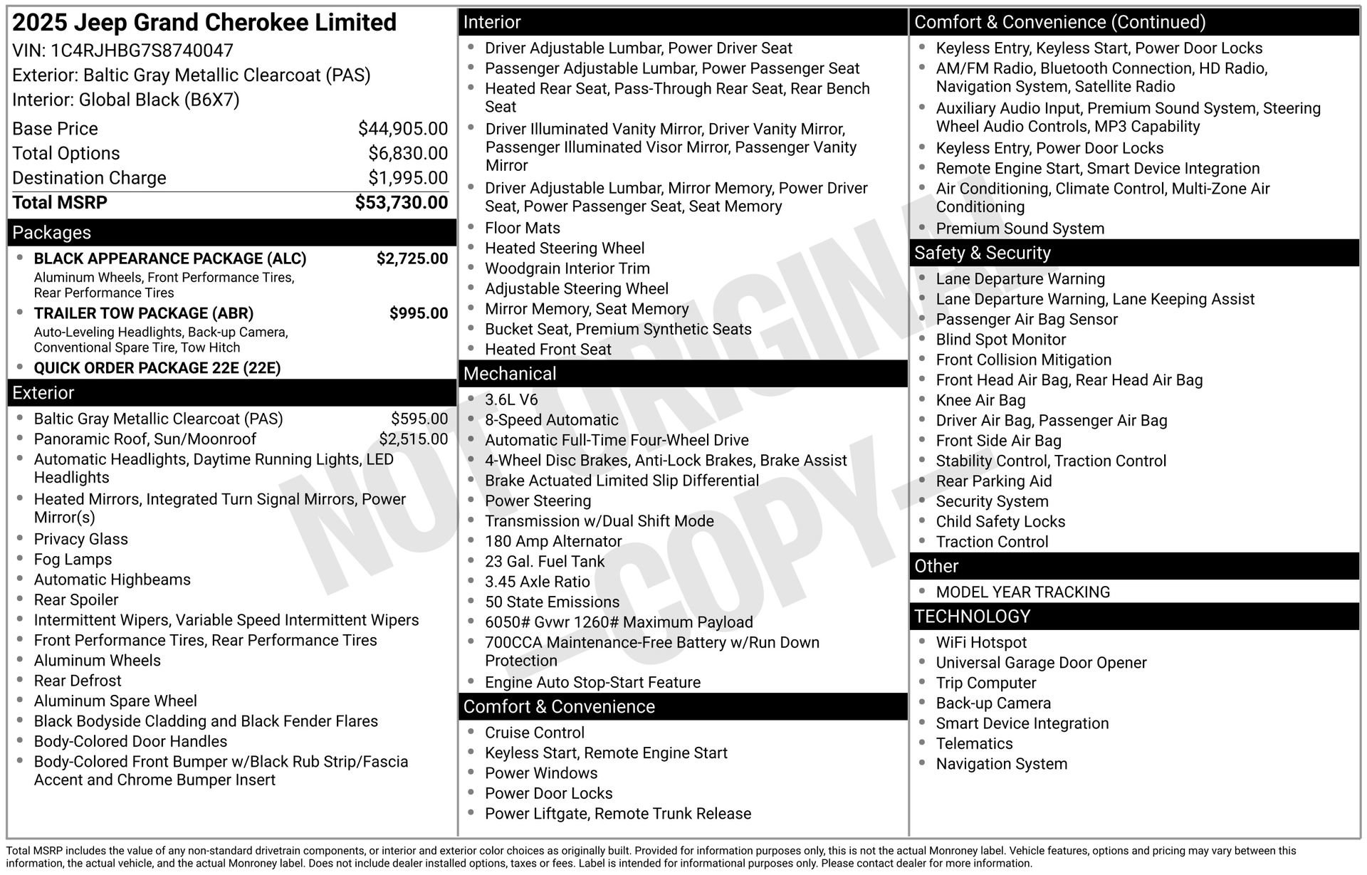 New 2025 Jeep Grand Cherokee Limited w/ Black Appearance Package image 3