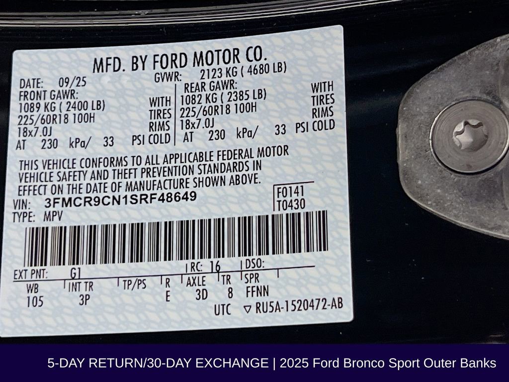 Used 2025 Ford Bronco Sport Outer Banks AWD/4WD image 36