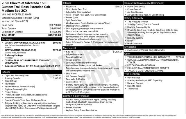 Used 2020 Chevrolet Silverado 1500 Custom Trail Boss w/ Custom Convenience Package image 7