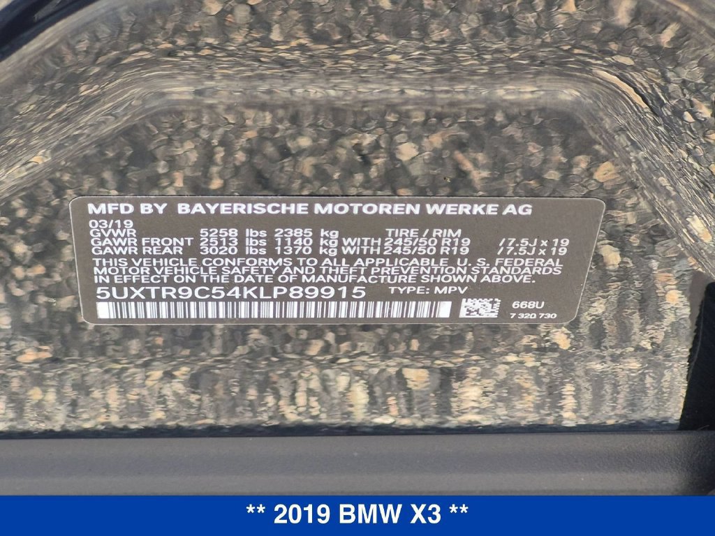 Used 2019 BMW X3 xDrive30i w/ Convenience Package AWD/4WD image 34