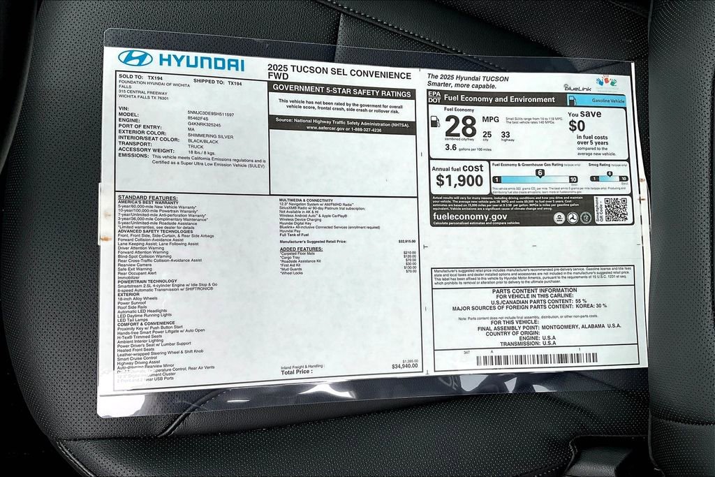 Used 2025 Hyundai Tucson SEL FWD image 20