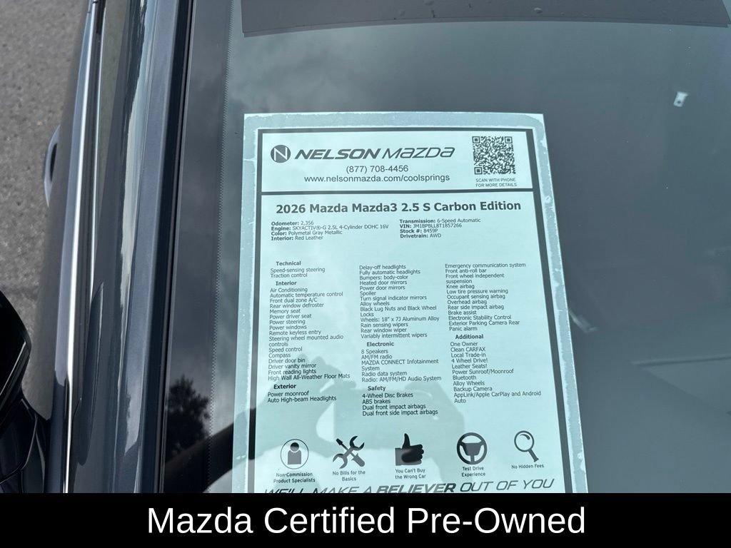 Certified 2026 MAZDA MAZDA3 Carbon AWD/4WD image 67