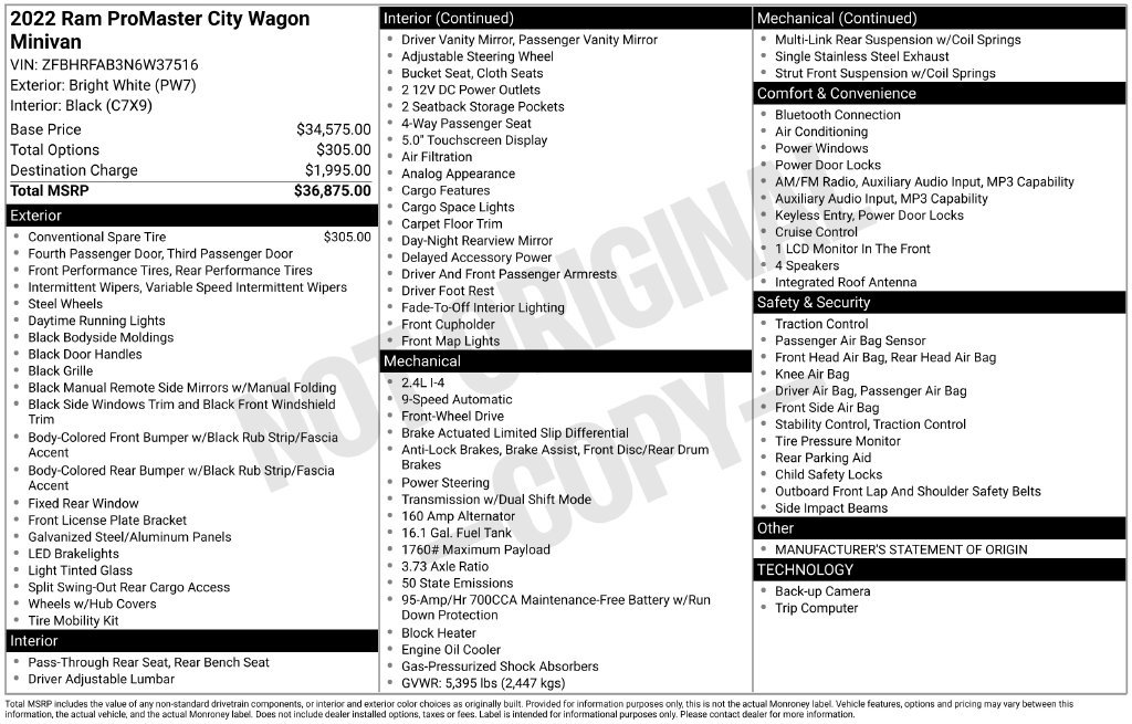 Used 2022 RAM ProMaster City Wagon FWD image 5