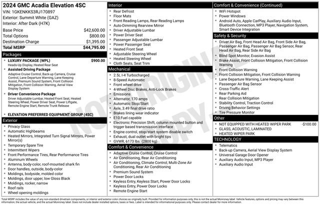 Used 2024 GMC Acadia Elevation w/ Luxury Package image 36