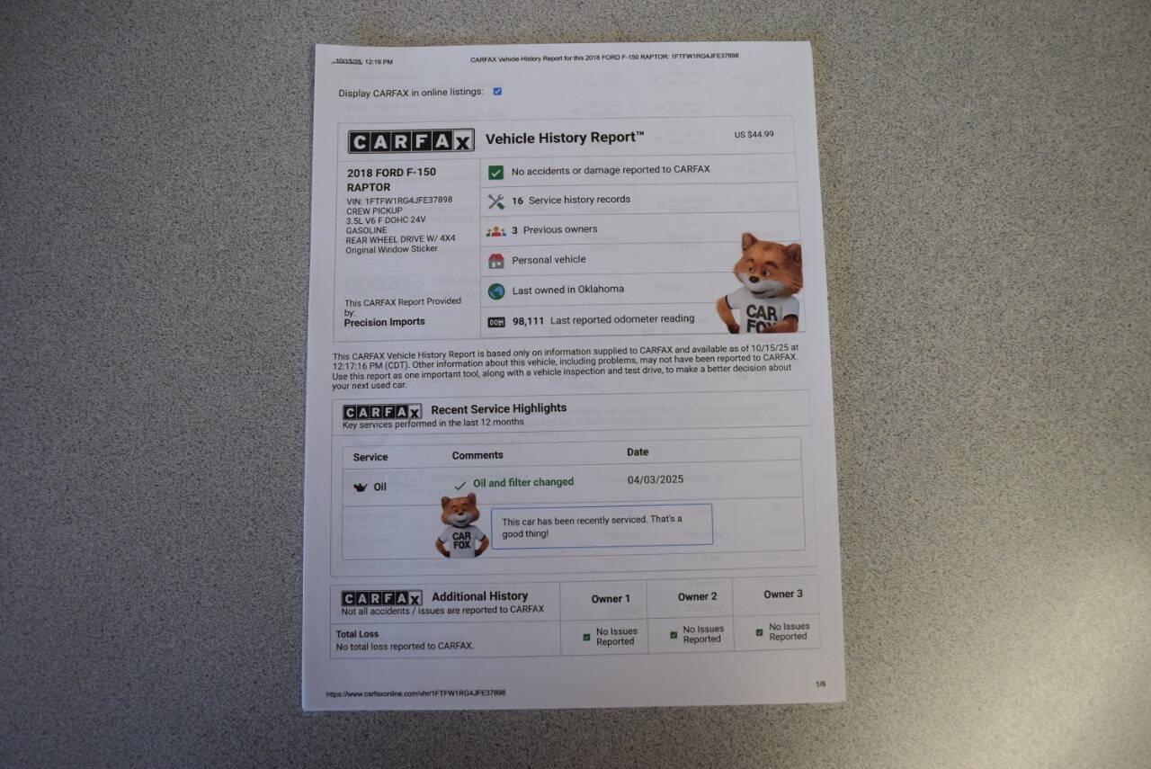 Used 2018 Ford F150 Raptor w/ Equipment Group 802A Luxury image 73