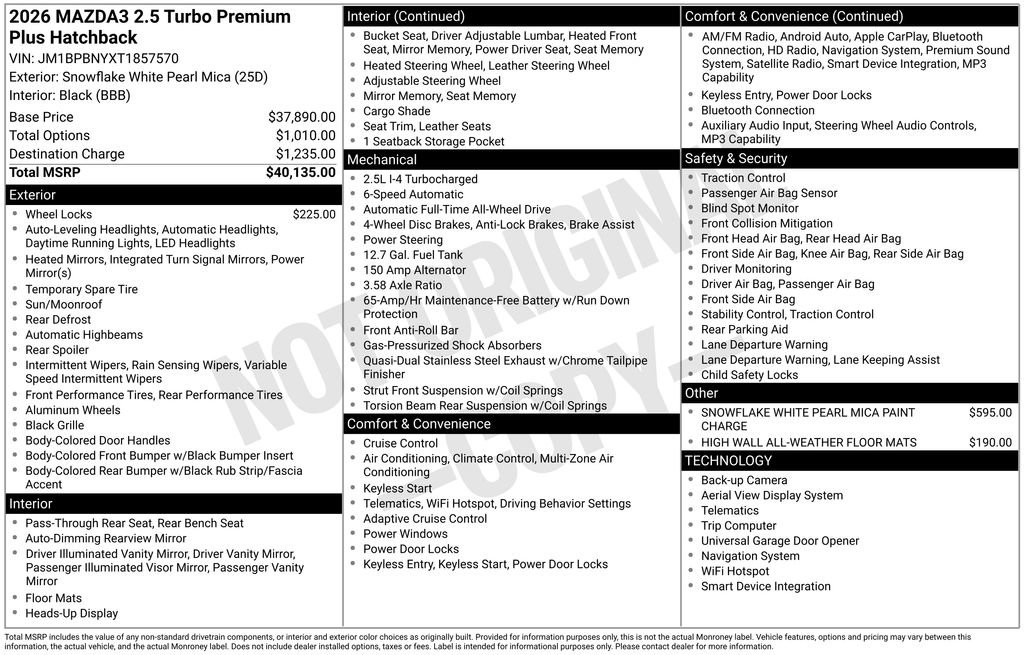 New 2026 MAZDA MAZDA3 Hatchback w/Premium Plus Pkg image 7