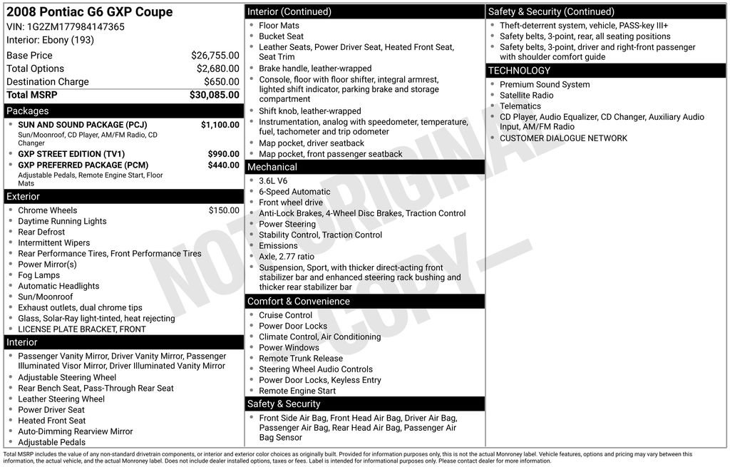 Used 2008 Pontiac G6 GXP w/ Sun And Sound Package FWD image 38