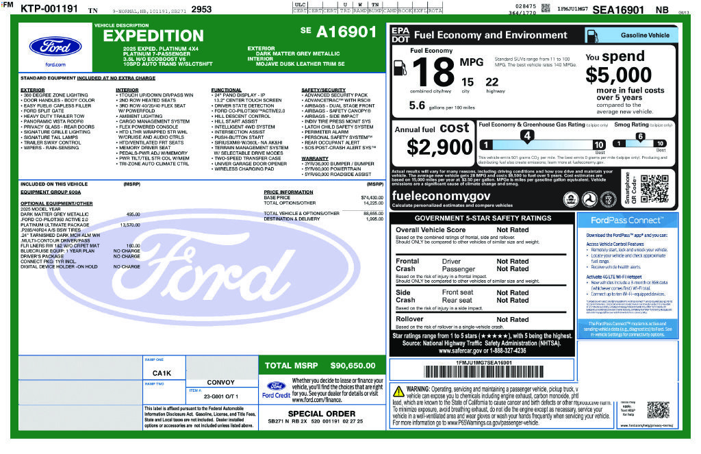 Used 2025 Ford Expedition Platinum w/ Platinum Ultimate Package AWD/4WD image 63