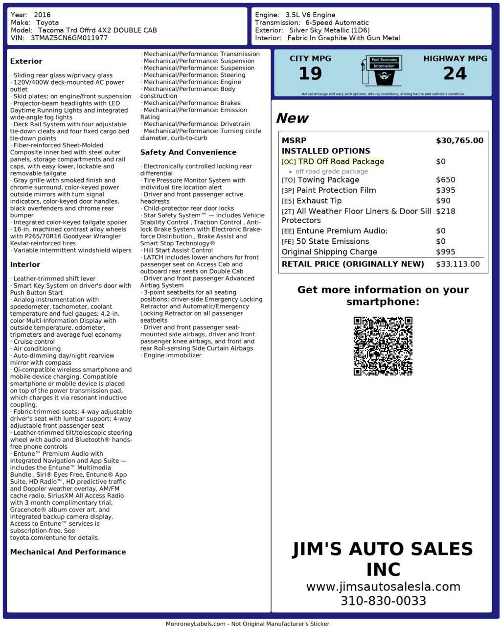Used 2016 Toyota Tacoma TRD Off-Road w/ Towing Package RWD image 7