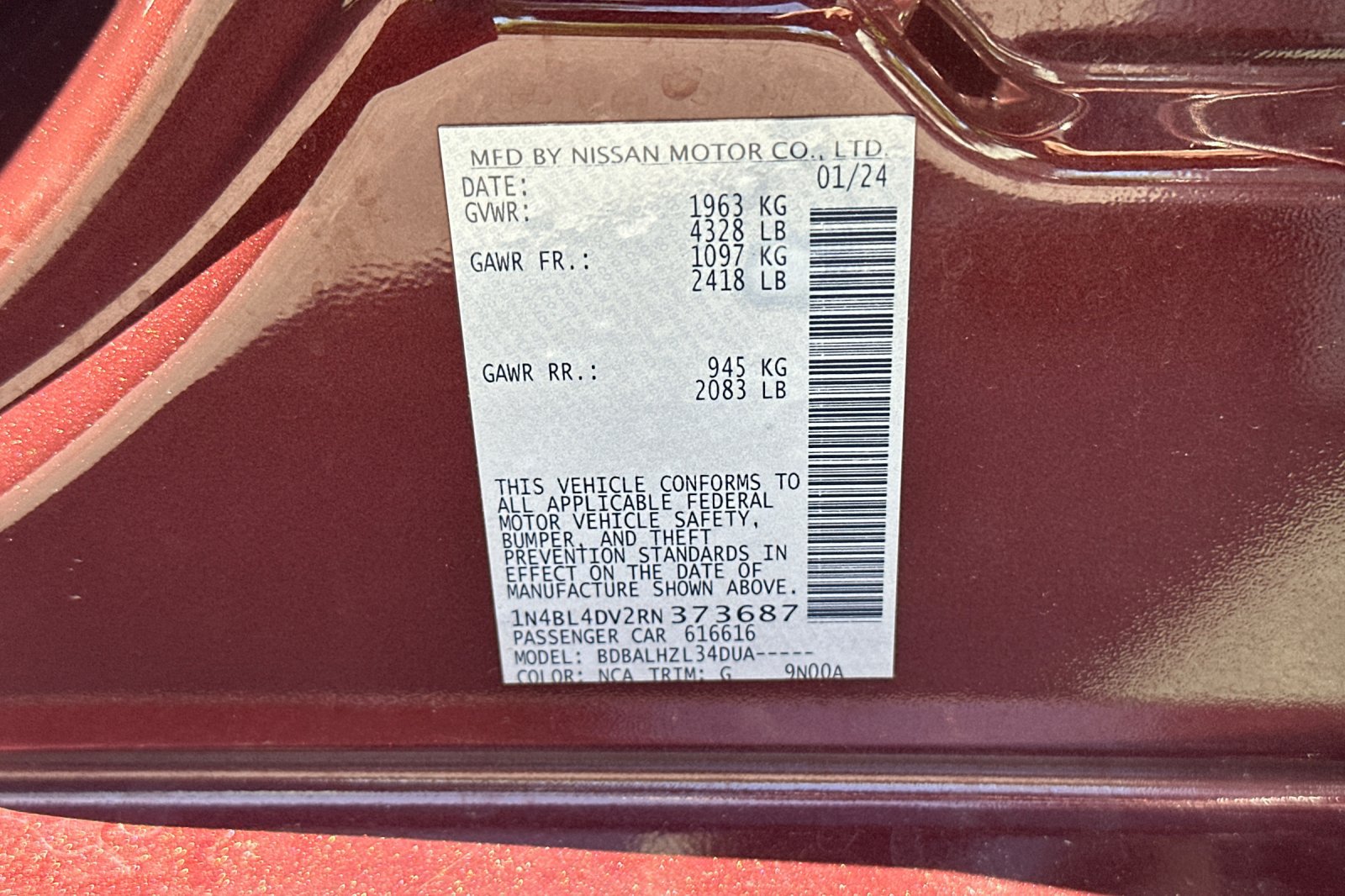 Certified 2024 Nissan Altima 2.5 SV FWD image 28
