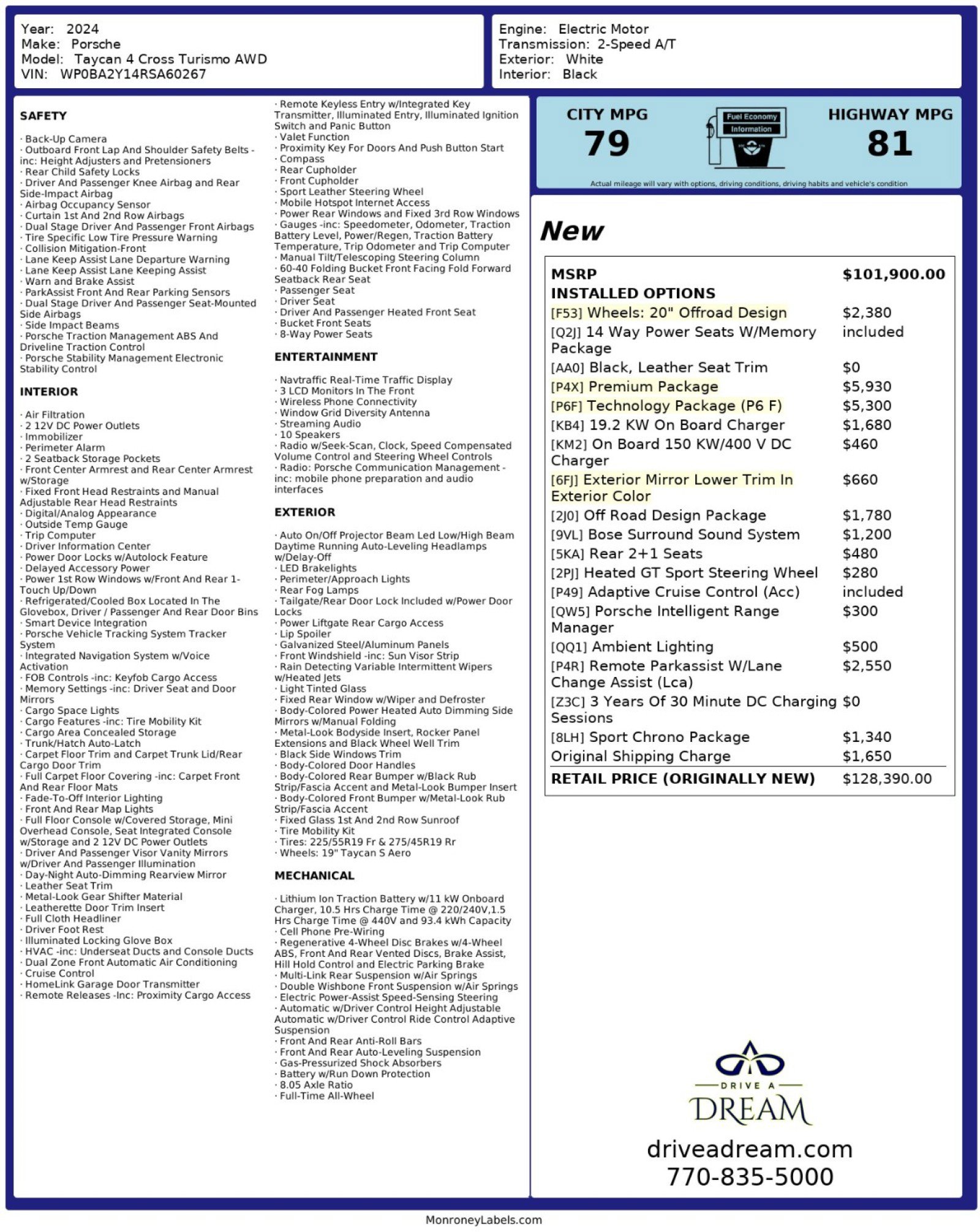 Used 2024 Porsche Taycan 4 Cross Turismo w/ Premium Package AWD/4WD image 61