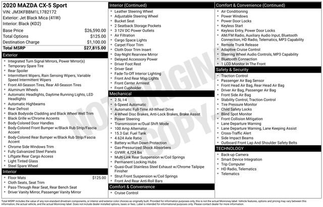 Used 2020 MAZDA CX-5 Sport image 38