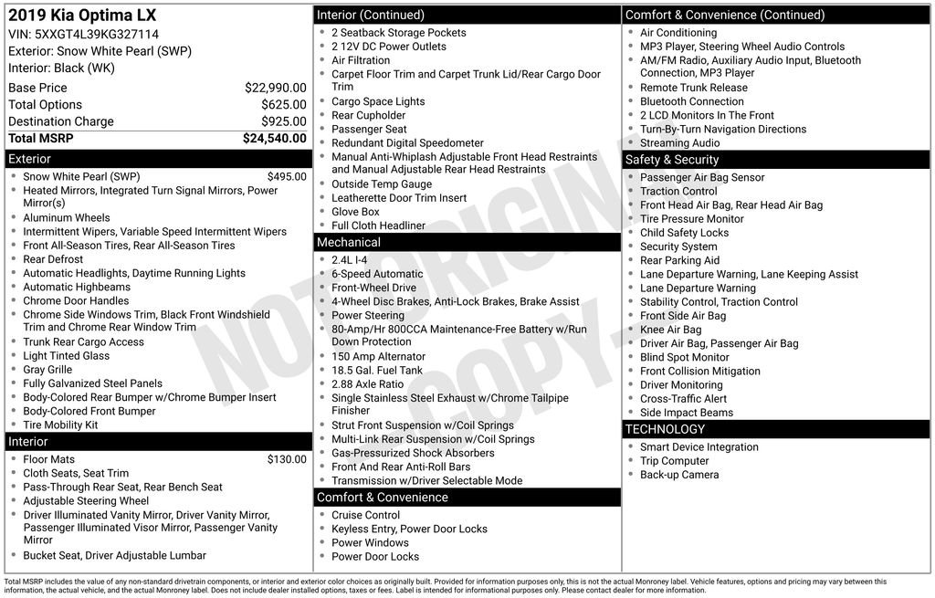 Used 2019 Kia Optima LX image 3