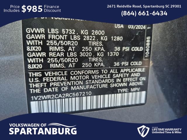 Used 2024 Volkswagen Atlas SE image 13