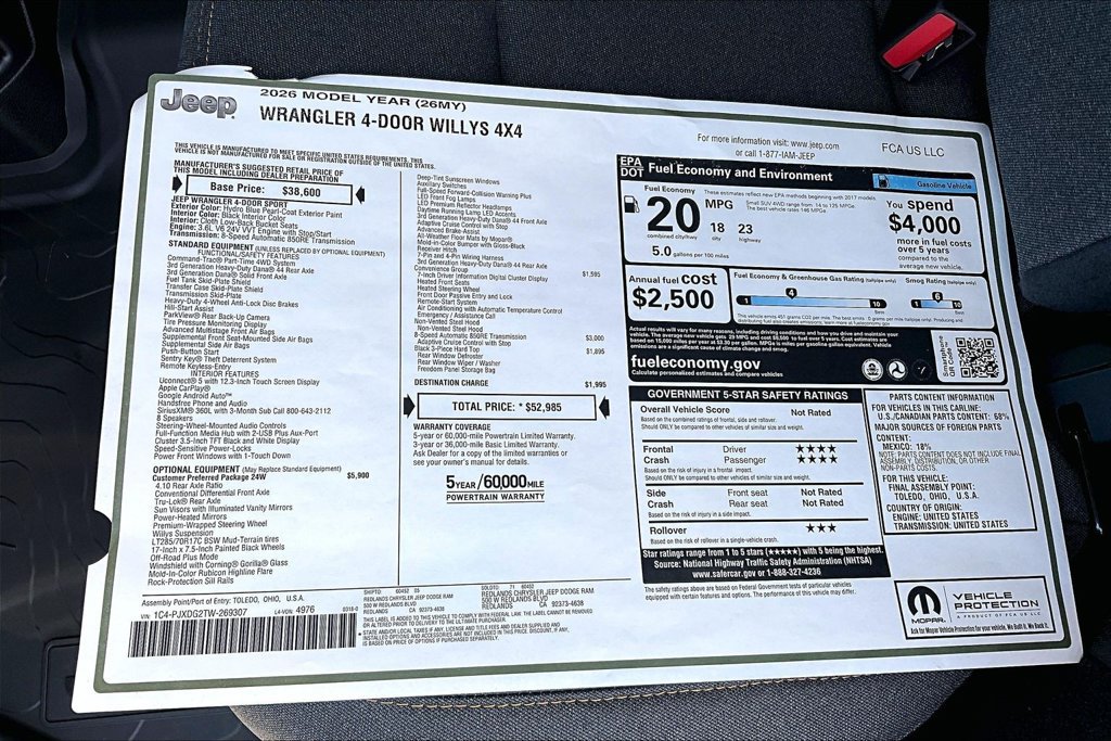 New 2026 Jeep Wrangler Unlimited Sport AWD/4WD image 33