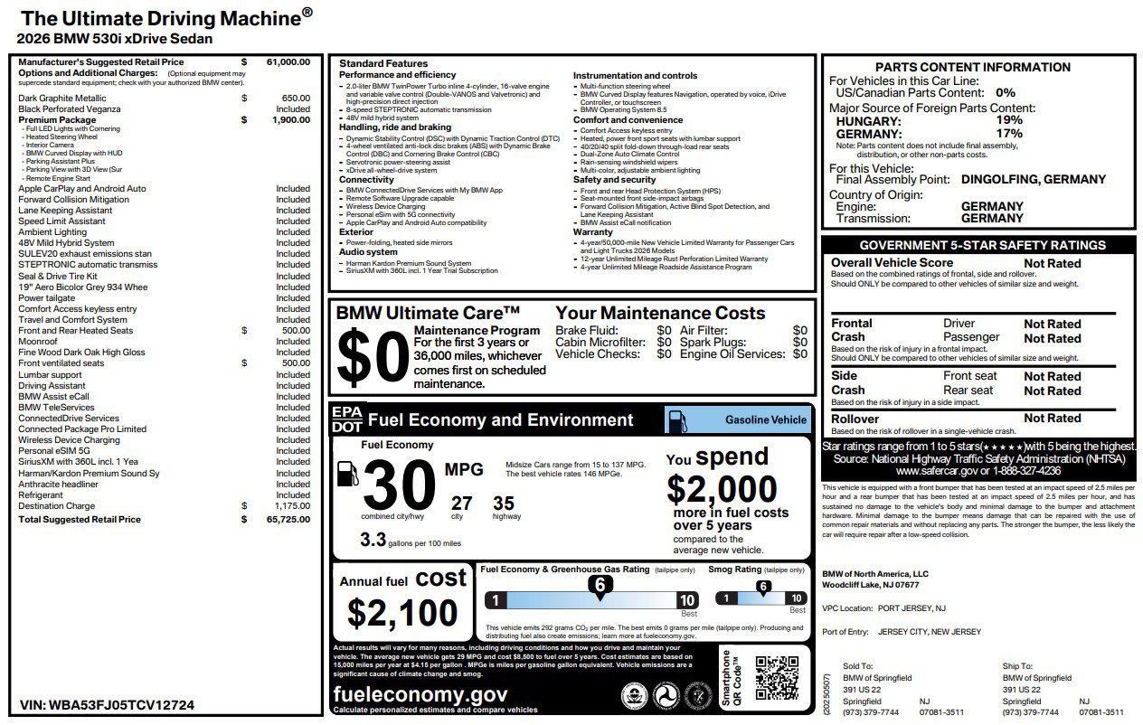 Used 2026 BMW 530i xDrive w/ Premium Package image 2