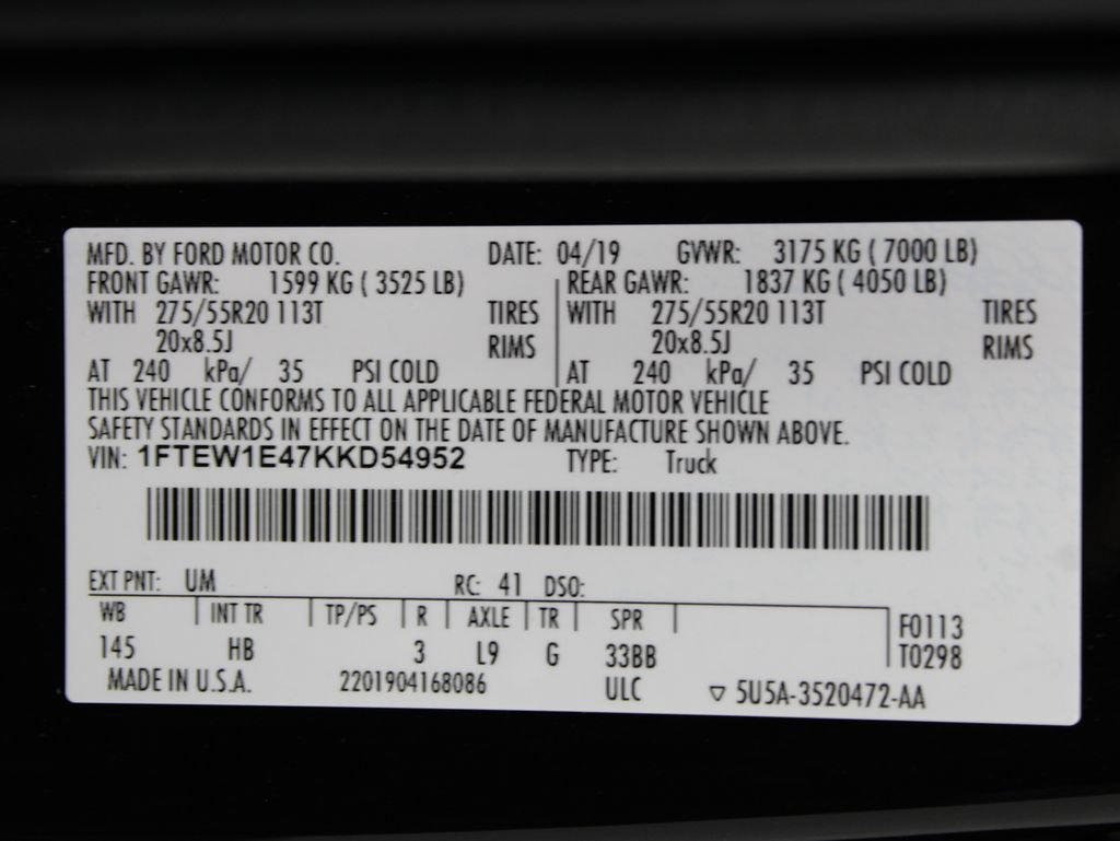 Used 2019 Ford F150 Lariat w/ Equipment Group 502A Luxury AWD/4WD image 81