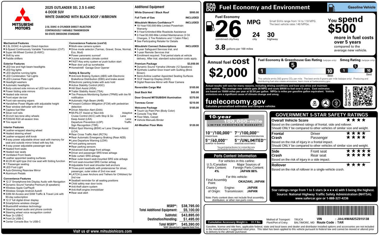 Used 2025 Mitsubishi Outlander SEL image 65