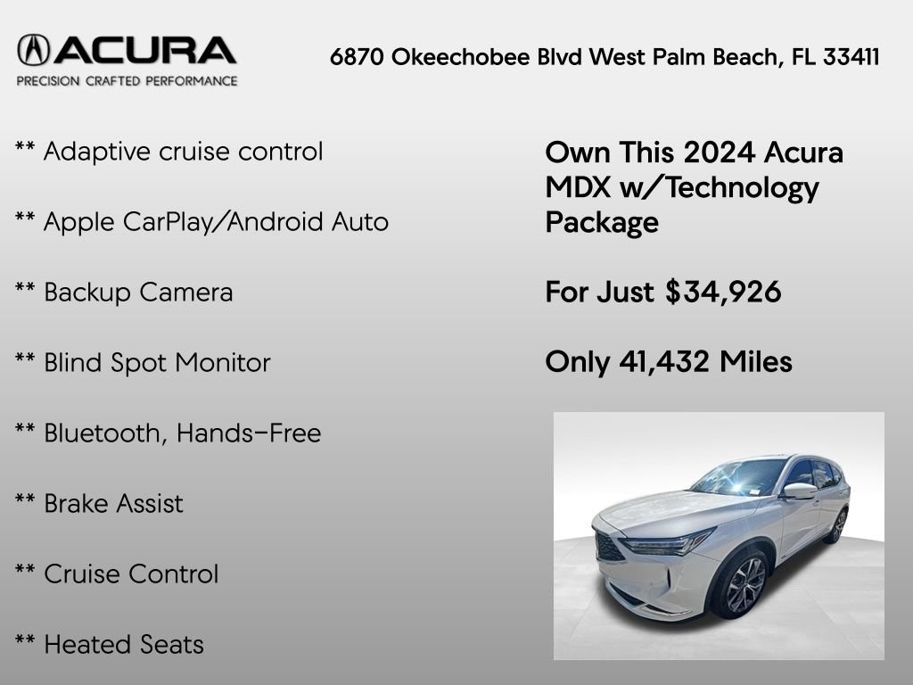 Used 2024 Acura MDX w/ Technology Package FWD image 7