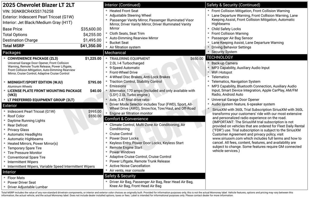 Used 2025 Chevrolet Blazer LT w/ Convenience Package FWD image 42
